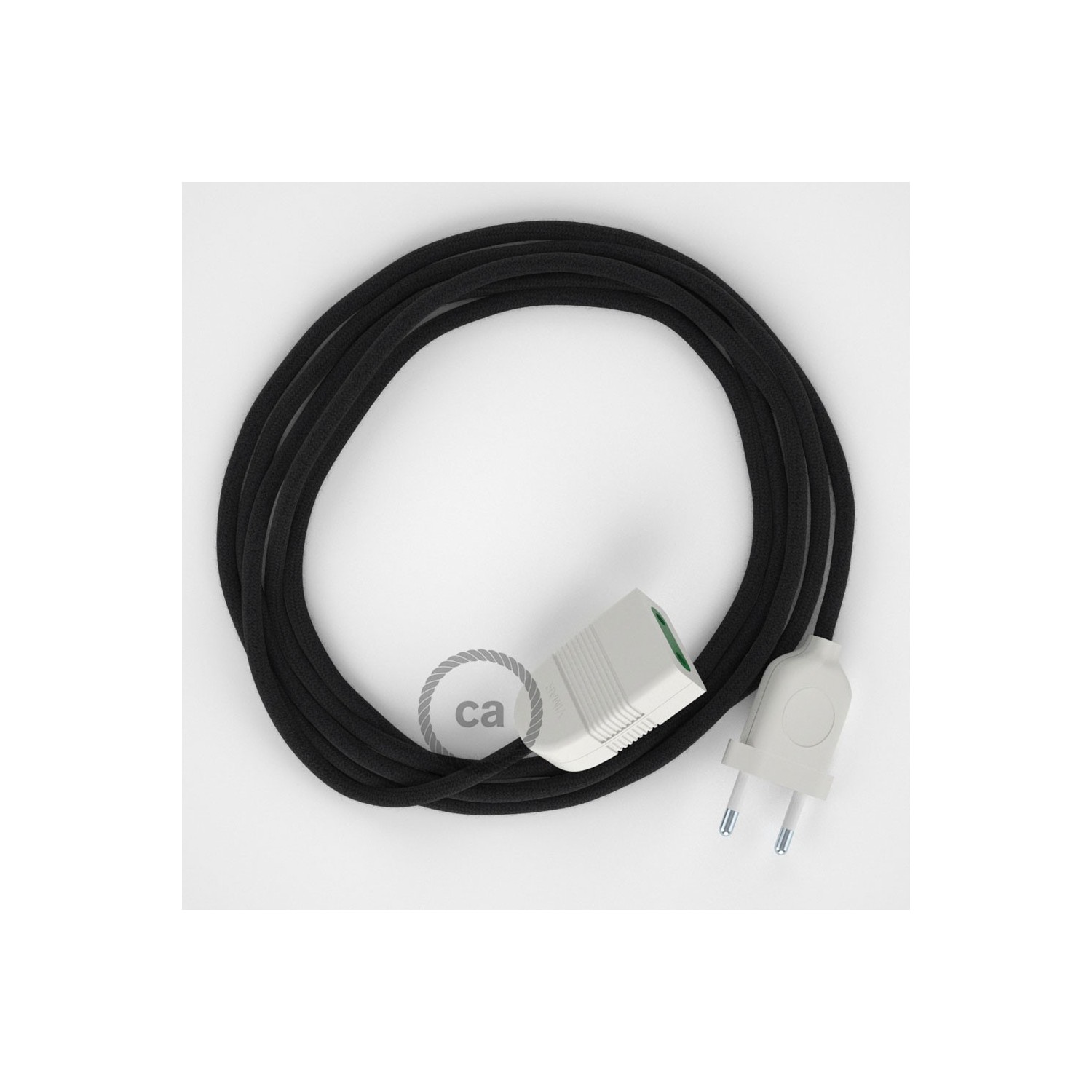 Alargador eléctrico con cable textil RC04 Algodón Negro 2P 10A