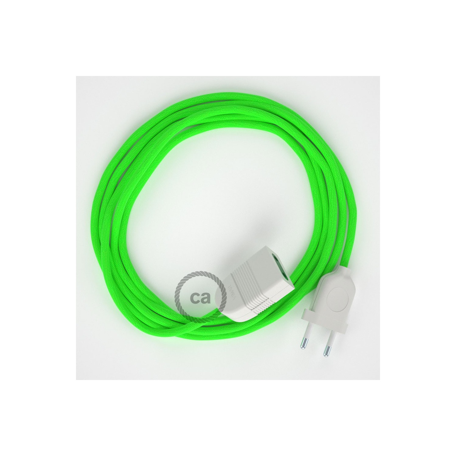 Alargador eléctrico con cable textil RL06 Efecto Seda Glitter Verde 2P 10A  Made in Italy.