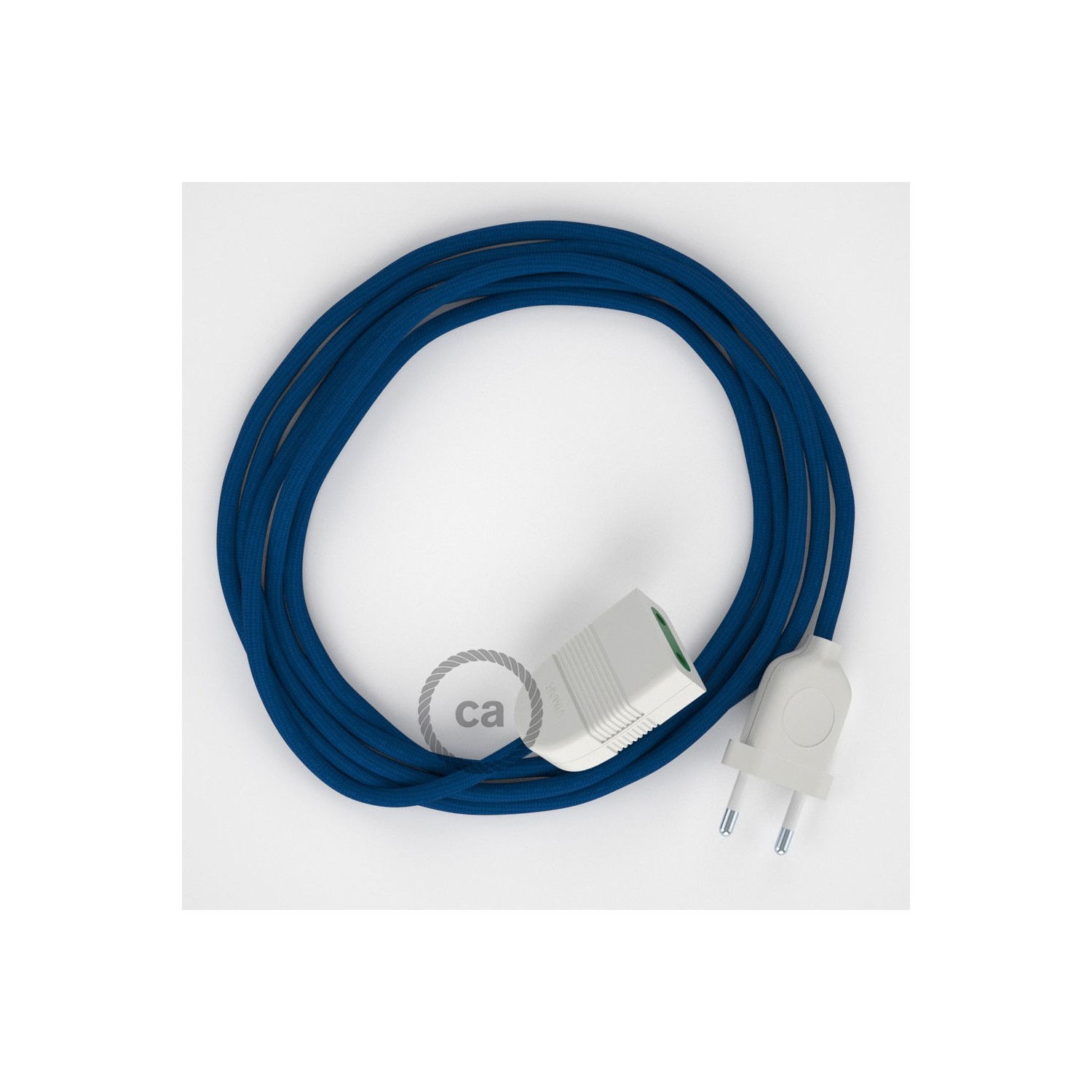 Alargador eléctrico con cable textil RM12 Efecto Seda Azul 2P 10A Made in  Italy.
